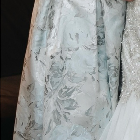 Alex Evening Floral Jacquard Sleeveless Ball Gown with Pockets - Picture 4 of 5